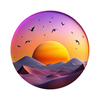 elegant minimalist Migrating Birds Silhouette Sunset Isolated Orange and Purple Sky png