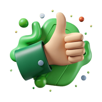 elegant contemporary Green Thumbs Up Icon Simple Design Cutout Element detailed png