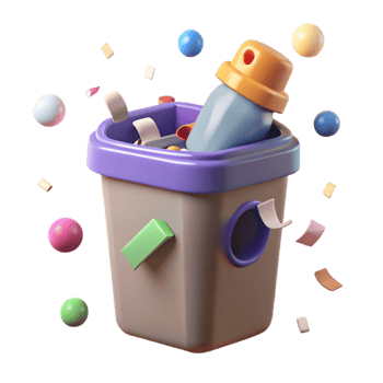 serene artistic Plastic Bottle Recycling Bin Isolated detailed png