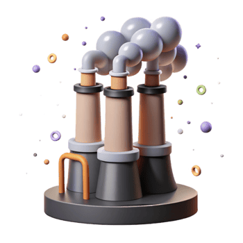 dramatic minimalist Industrial Smokestacks Isolated with Gray Smoke Plumes professional png