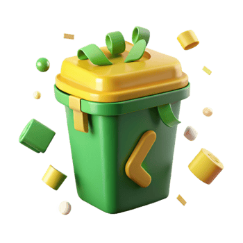 elegant abstract Recycle Bin Green and Yellow Isolated Transparent Background high quality png