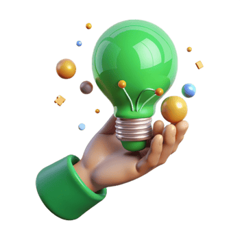 serene minimalist Hand Holding Lightbulb Green Glow Isolated detailed png