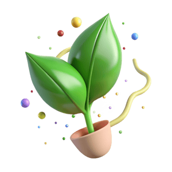 vibrant artistic Green Leaf Sprout Side View Cutout Transparent Background authentic png