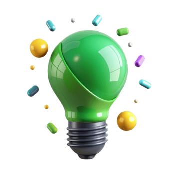 dramatic abstract Green Light Bulb Shining Brightly Isolated Element premium png