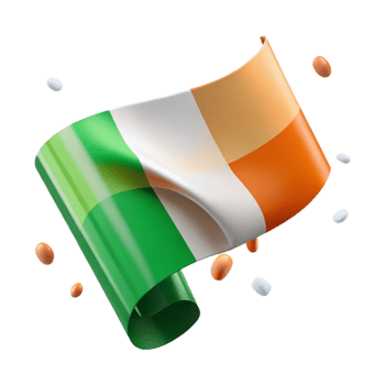 elegant rustic Irish Flag Green White and Orange Stripes Isolated Transparent Background high resolution png