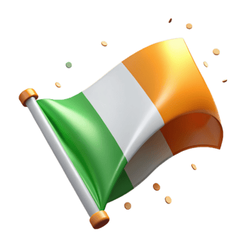 dramatic creative Irish Flag Green White and Orange Stripes Isolated Transparent Background original png