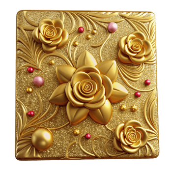 wonderful minimalist Gold Foil Embossed Floral Pattern Isolated Background detailed png