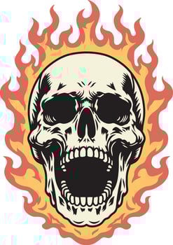 Flaming skull design art vector
