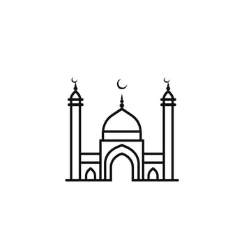 Minimalist Mosque Icon Line Isolated Clipart for Branding vector