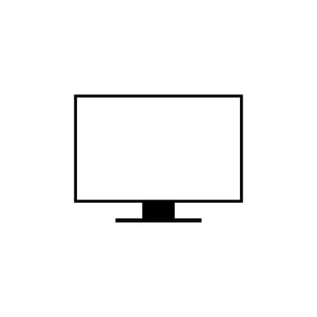 Computer monitor icon in frameless. Pc screen, display sign symbol vector