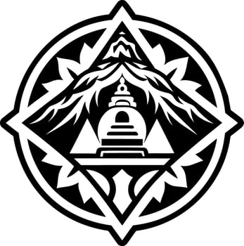A filled style icon of mount kailash tattoo vector