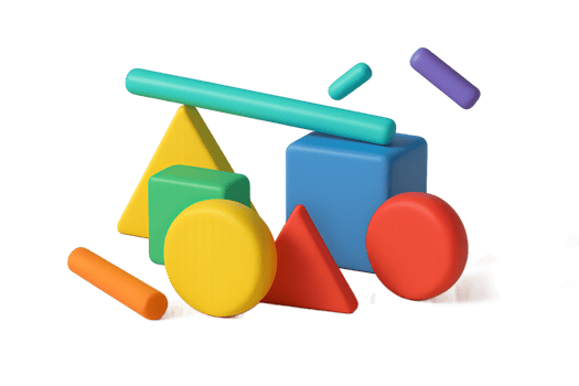 Colorful 3D Geometric Shapes for Creative Play and Design Projects png
