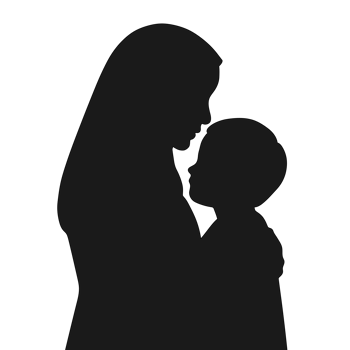 Illustration of silhouette of a mother wearing a hijab and a boy hugging png