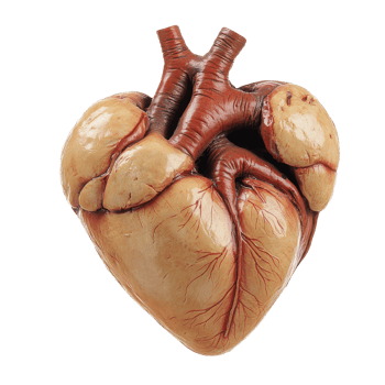 Detailed anatomical model of a human heart. png