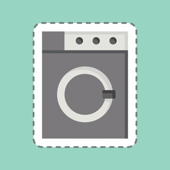 Sticker line cut Washing Machine. related to Fabric symbol. design editable vector
