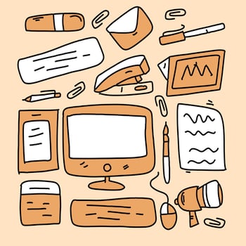 Professional Office Supply Doodle Elements vector
