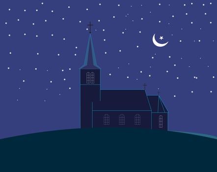 church at sky night vector
