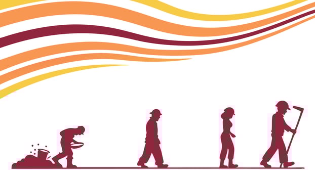 illustration of workers silhouettes with sunburst in the background, May 1st Day, Labour Day concept, May Day, Workers Day vector