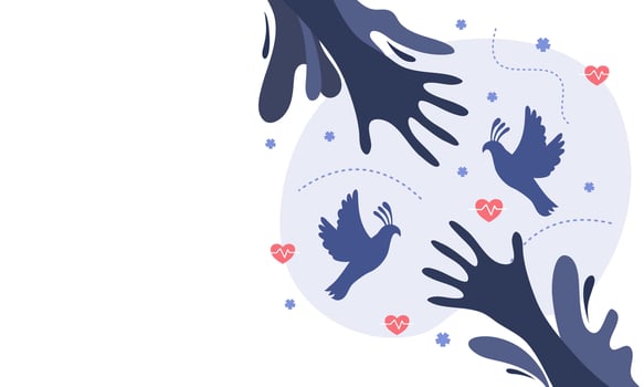 A hand reaching out to a dove vector