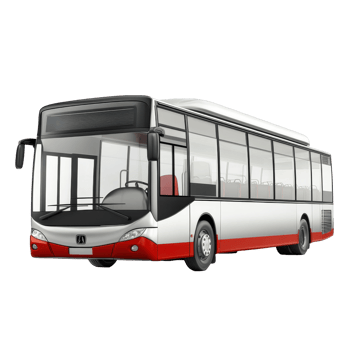 Modern city bus, rendered in a digital image. png