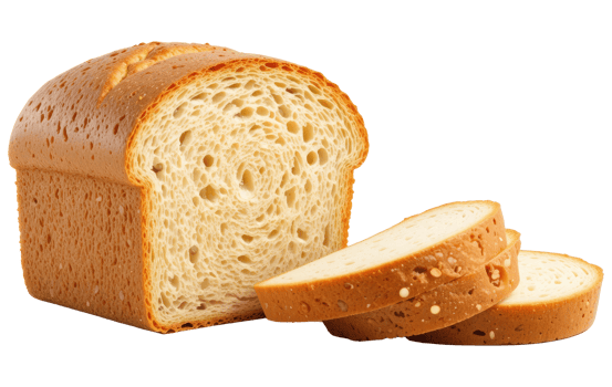 Baked Bread Loaf with Slices and Crispy Golden Crust png