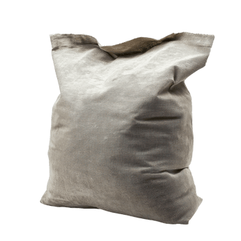 Light gray canvas sack hangs from a hanger. png