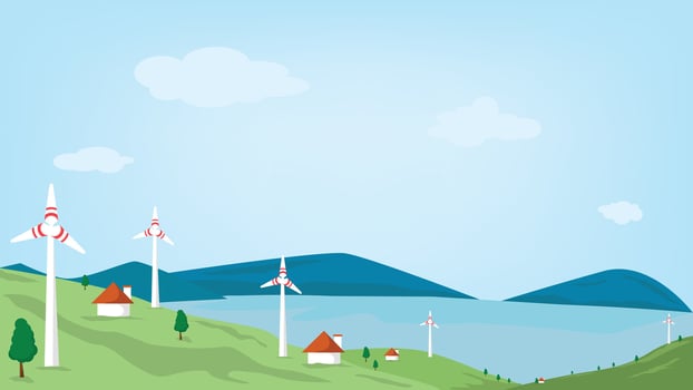 windmill farm. landscape with wind turbine farm vector