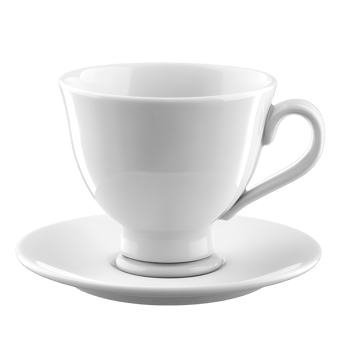 White porcelain teacup and saucer set. png