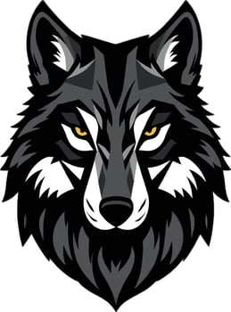 A wolf head with yellow eyes on a white background vector