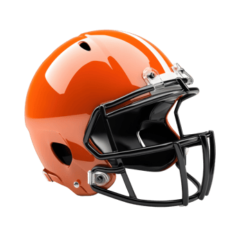 Close-up of an orange football helmet. png