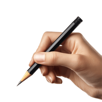 Close-up of a hand holding a black pencil png