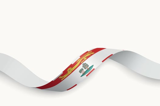 Prince Edward Island flag on Waving ribbon. Province of Canada vector
