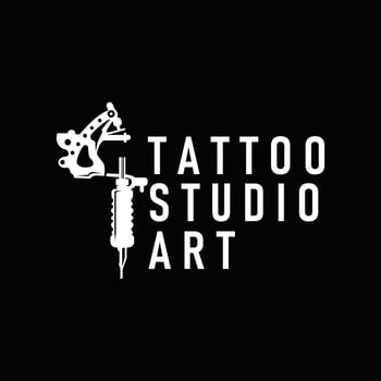 black silhouette illustration logo tattoo machine with vintage old retro symbol tattoo studio design vector