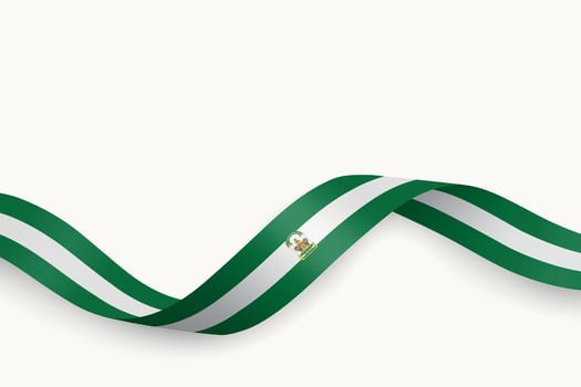 Andalusia flag on Waving ribbon. Autonomous community of Spain vector