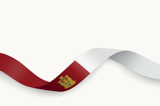 Castilla-La Mancha flag on Waving ribbon vector