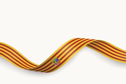 Aragon flag on Waving ribbon. Autonomous community of Spain vector