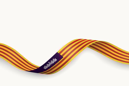 Balearic Islands flag on Waving ribbon. Autonomous community of Spain vector