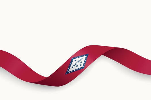 Arkansas Flag on Waving Ribbon vector