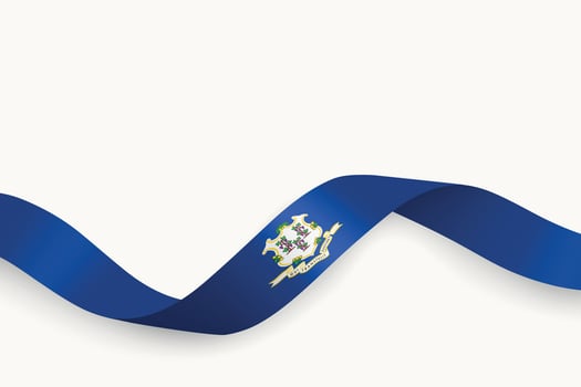 Connecticut Flag on Waving Ribbon. State of United States vector