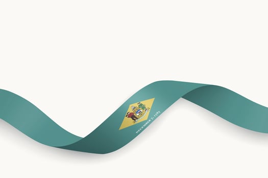 Delaware Flag on Waving Ribbon. State of United States vector