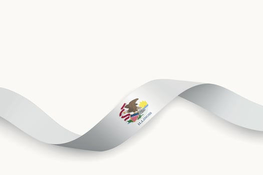 Illinois Flag on Waving Ribbon. State of United States vector