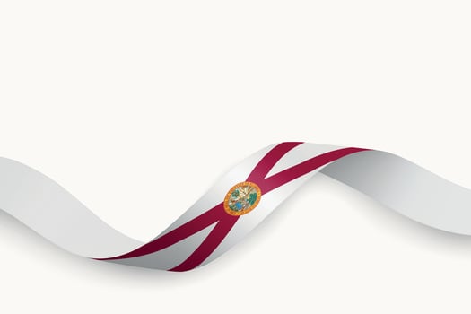 Florida Flag on Waving Ribbon. State of United States vector