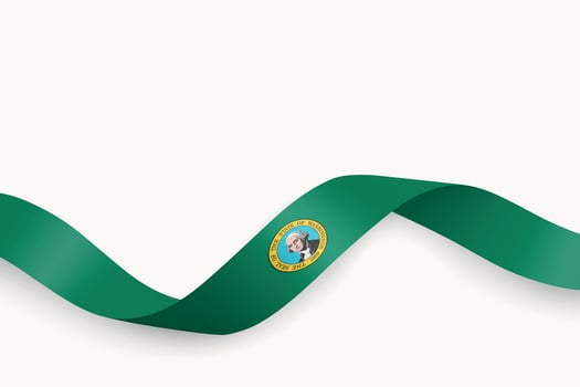Washington Flag on Waving Ribbon. State of United States vector