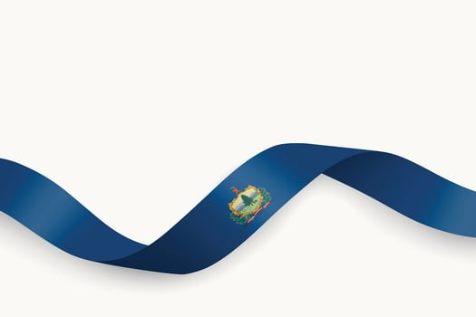 Vermont Flag on Waving Ribbon. State of United States vector