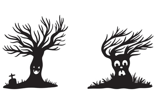 Black Silhouette of a Haunted Tree for Halloween vector