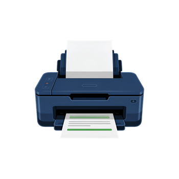 Printer machine with paper sheets on isolated studio shot, office equipment png
