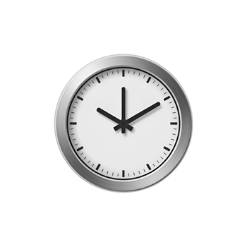 Analog clock showing ten ten with silver frame on a transparent background png