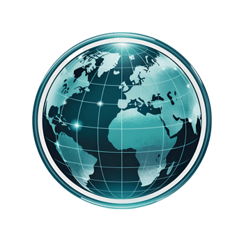 Globe illustration with continents and grid lines on a transparent background png