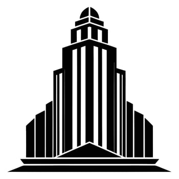 Black Building Art Deco Style vector