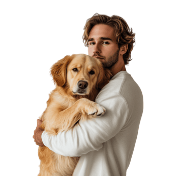 Man holding dog png